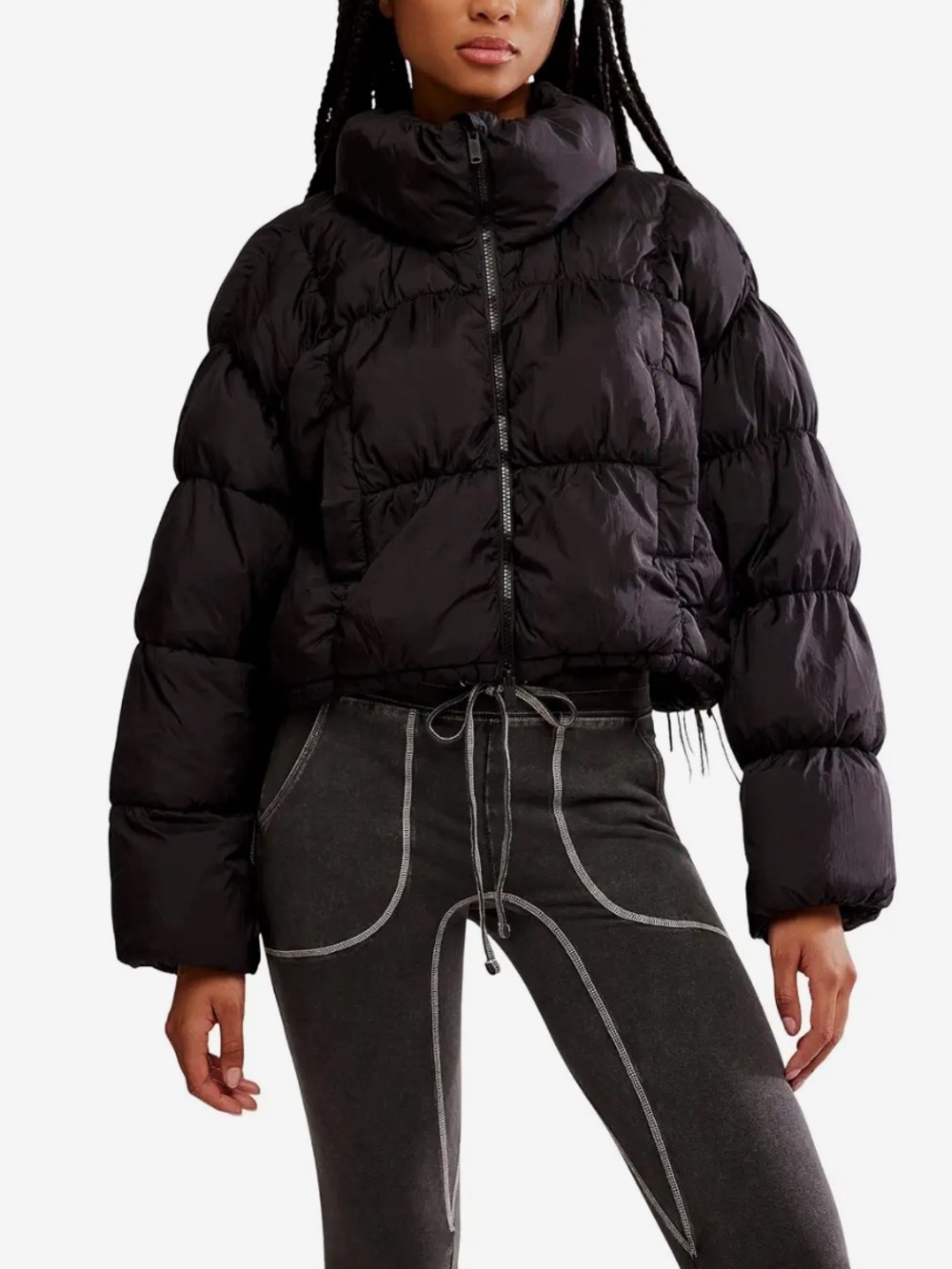 NWT In a Bubble Puffer Jacket by Free People Black Sz L